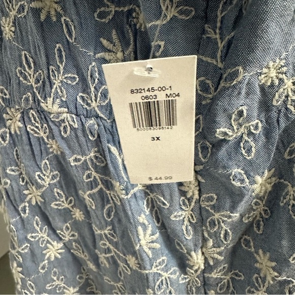 Old Navy Square Neck Embroidered Puff Sleeve Babydoll Dress Blue Size 3X NWT - Picture 5 of 7